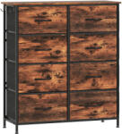 HOMCOM Comodă 8 sertare din țesătură, mobilier de depozitare, 4 buzunare, 2 cârlige, cadru din oțel, 86x30x94, 5cm, maro rustic | Aosom Romania (83D-064V02RB) Comoda