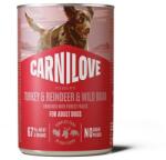 CARNILOVE Dog Can Turkey and Reindeer and Wildboar 400g pástétom pulykával, rénszarvassal és vaddisznóval felnőtt kutyák számára