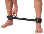 ZADO Metal Spreader Bar with Leather Ankle Cuffs Black