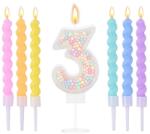 Ovaletta 3-as Számgyertya Tortára - 6 db Macaron Színes Születésnapi Gyertya Tortadekorációhoz, Parti Dekorációhoz