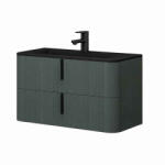 Fluminia Mobilier lavoar suspendat Fluminia Pisa 100, front riflat, 2 sertare soft close, verde Italia (PISA102-VI-C-HLY02)