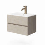 Fluminia Mobilier lavoar suspendat Fluminia Genova 60, front rugos almond, laterale noce americano (GENOVA62-NA-IA)