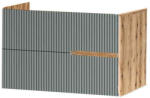 Fluminia Mobilier lavoar pe blat Fluminia Malta, finisaj riflat, 80cm, 2 sertare soft close, salvia (MALTA2-82-RN-SA-C)