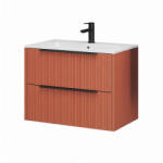 Fluminia Mobilier lavoar Fluminia Istria 80, 2 sertare, front riflat, maner negru, mattone (ISTRIA82-MA-C-HIC02)