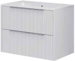 Fluminia Mobilier lavoar incastrat Fluminia Istria 80, front riflat, 2 sertare soft close, alb mat (ISTRIA82-WM-C-HIC04)
