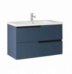 Fluminia Mobilier lavoar incastrat Fluminia Bari 80, 2 sertare soft close, manere frezate, bleumarin (BARI82-BM-L)