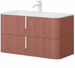 Fluminia Mobilier lavoar suspendat Fluminia Pisa 100, front riflat, 2 sertare soft close, mattone (PISA102-MA-C-HLY03)
