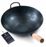 Mammafong Kézzel Kalapált - Beavatott Szénacél Wok 12/30cm/ Lapos Aljú (Mammafong)