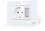 Luxion Priza Schuko cu lampa de veghe si rama din sticla Luxion, 3M (LXI-045/54GF-W)