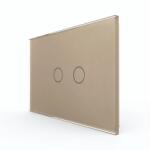 LIVOLO Panou întrerupator dublu touch Livolo din sticla, auriu, standard italian (VL-P902-2A)