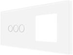 Luxion Panou cu întrerupator triplu touch si priza simpla, sticla alba Luxion (LX-GP018W)