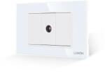 Luxion Priza TV Luxion 3M cu 2 taste false si rama din sticla alba (LXI-032/22GF-W)