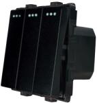 Luxion Intrerupator triplu mecanic Luxion, negru, compatibil cu rame din sticla (LX-MP006B)