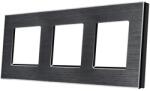 Luxion Rama tripla din aluminiu Luxion, negru, pentru prize si intrerupatoare (LX-M2-3FB-FL)