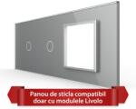 LIVOLO Panou din sticla Livolo pentru 2 intrerupatoare simple si priza, 6/7M (VL-P901.1.E-7I)