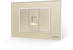 Luxion Priza telefon Luxion 3M cu 2 taste false si rama din sticla, auriu (LXI-037/22GF-G)