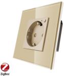 Luxion Priza inteligenta Zigbee Luxion cu monitorizare consum si rama din sticla aurie (LX-1ZT-SC001MG-G)