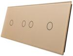 LIVOLO Panou touch Livolo din sticla auriu pentru 2 simple si 1 dublu (BB-C7-C1/C2/C1-13)