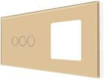Luxion Panou întrerupator triplu touch cu priza simpla, sticla aurie Luxion (LX-GP018G)