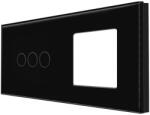 Luxion Panou întrerupator triplu touch cu priza simpla din sticla, negru Luxion (LX-GP018B)