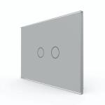 LIVOLO Panou întrerupator dublu touch Livolo din sticla gri, standard italian (VL-P902-2I)