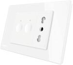 LIVOLO Intrerupator dublu cu priza Livolo, rama din sticla alba, standard italian (C9-782000211/1IT-81)