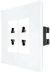 Luxion Priza dubla Luxion cu module înguste si rama din sticla alba (LX-2MP024G-W)