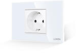 Luxion Priza simpla Luxion cu rama din sticla alba, standard italian, 2/3M (LXI-045-2GF-W)