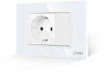 Luxion Priza simpla cu tasta falsa si rama din sticla Luxion, standard italian, 3M (LXI-045/22GF-W)