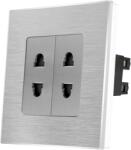 Luxion Priza dubla cu module înguste si rama din aluminiu gri Luxion (LX-2MP024A-GY)