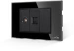 Luxion Priza TV + Internet Luxion 3M cu rama din sticla, standard italian, negru (LXI-032/38/22-GF-B)