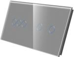 Luxion Panou întrerupator touch triplu + dublu din sticla gri Luxion (LX-GP031GY)