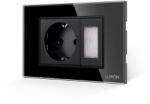 Luxion Priza Schuko cu lampa de veghe si rama din sticla Luxion, 3M, negru (LXI-045/54GF-B)