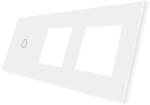 Luxion Panou întrerupator touch simplu cu 2 prize, sticla alba Luxion (LX-GP019W)