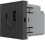 LIVOLO Priza USB-A + USB-C Livolo 36W, negru, modul din seria noua (C7-VL-FCUA18W.UC18W-2BP)