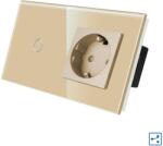 Luxion Intrerupator cap scara cu priza si rama din sticla Luxion, auriu (LX-MT-A102/MP010-G)
