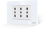 Luxion Priza tripla Luxion cu rama din sticla alba, standard italian, 3 module (LXI-3052GF-W)