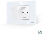 Luxion Intrerupator cap scara cu priza si rama din sticla alba Luxion 3M (LXI-009/045GF-W)