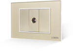 Luxion Priza TV Luxion 3M cu 2 taste false si rama din sticla aurie (LXI-032/22GF-G)
