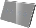 Luxion Panou întrerupator touch dublu+dublu din sticla securizata, gri, Luxion (LX-GP015GY)