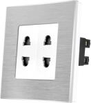 Luxion Priza dubla Luxion cu module inguste si rama din aluminiu, alba (LX-2MP024A-W)