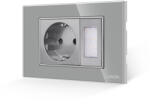 Luxion Priza Schuko cu lampa de veghe si rama din sticla LUXION gri, 3M (LXI-045/54GF-GY)