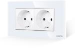 Luxion Priza dubla Luxion 4M cu rama din sticla alba, standard italian (LXI-2045GF-W)