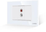 Luxion Priza audio Luxion 3M cu 2 taste false si rama din sticla alba (LXI-068/22GF-W)