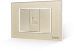 Luxion Priza internet Luxion 3M cu 2 taste false si rama din sticla aurie (LXI-038/22GF-G)