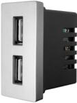 Luxion Modul priza USB dublu 2.4A 5V Luxion, gri, pentru rame din sticla (LX-MP057GY)