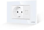 Luxion Priza Schuko cu Priza Internet si Rama din Sticla Luxion, Alb, 3M (LXI-045/38GF-W)