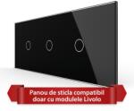 LIVOLO Panou din sticla pentru întrerupator triplu touch Livolo, negru, 6/7M (VL-P901.1.1-7B)