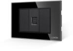 Luxion Priza telefon 1M Luxion cu 2 taste false si rama din sticla, 3M (LXI-037/22GF-B)