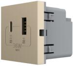 LIVOLO Modul priza USB-A + USB-C Livolo 36W, auriu, serie noua (C7-VL-FCUA18W.UC18W-2AP)